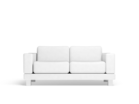 Sofa isolated on white empty interior background, 3d illustration, front view