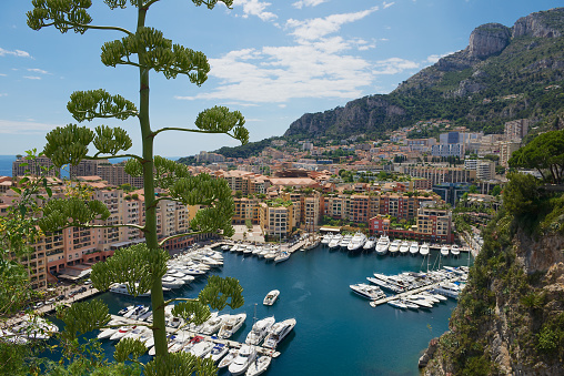 Monaco, Monaco - June 17, 2015: View to Fontvieille and Monaco Harbor in Monaco.