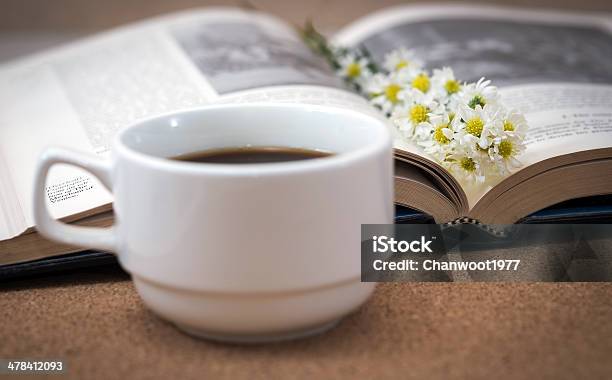 Flower On A Book With A Cup Of Coffee Stock Photo - Download Image Now - Autumn, Backgrounds, Blank