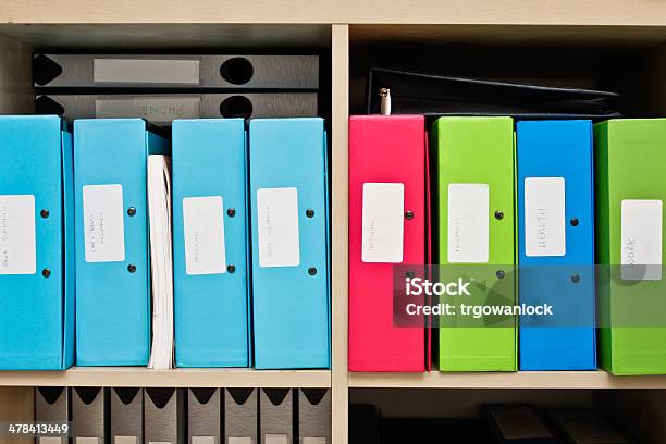 Box Files Stock Photo - Download Image Now - Book, Ring Binder, Shelf