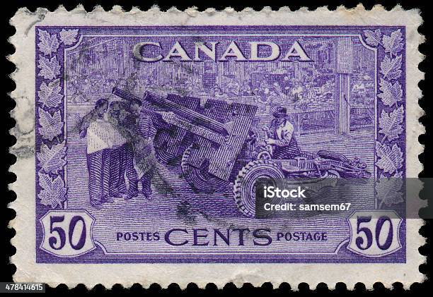 Sstamp Printed In The Canada Shows Cannon Munitions Factory Stock Photo - Download Image Now