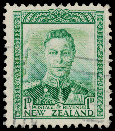 NEW ZEALAND - CIRCA 1938: A stamp printed in New Zealand, shows portrait of King George VI, circa 1938