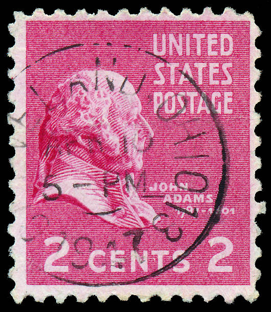 istock Stamp printed in USA, shows a portrait president, John Adams 478414849