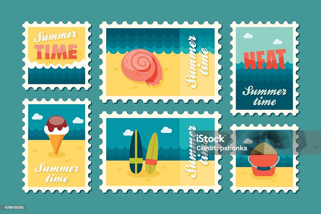 Summertime stamp set flat Summertime stamp set flat, vector eps 10 2015 stock vector