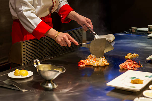 fuente de teppanyaki - teppan yaki fotografías e imágenes de stock