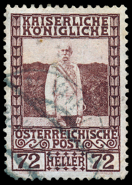 Stamp printed in Austria shows Franz Josef, Emperor AUSTRIA - CIRCA 1908: a stamp printed in the Austria shows Franz Josef, Emperor of Austria, circa 1908 1908 stock pictures, royalty-free photos & images