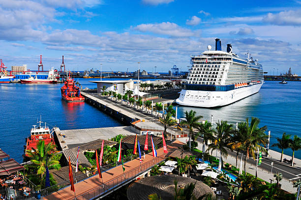 Las Palmas, Spain- October 13, 2013: Cruise ship moored in the La Luz Port  in Las Palmas de Gran Canaria, Spain. The port of Las Palmas is the 4th most important ports in Spain