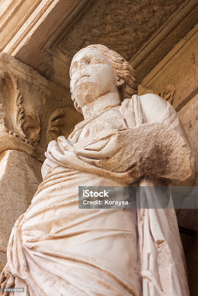 Statue at the Celsus Library in Ephesus, Turkey 2015 Stock Photo