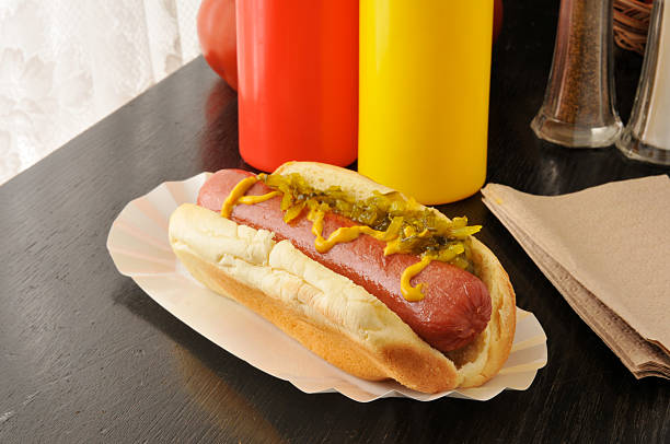 istock Hot dog with mustard and relish 478425867