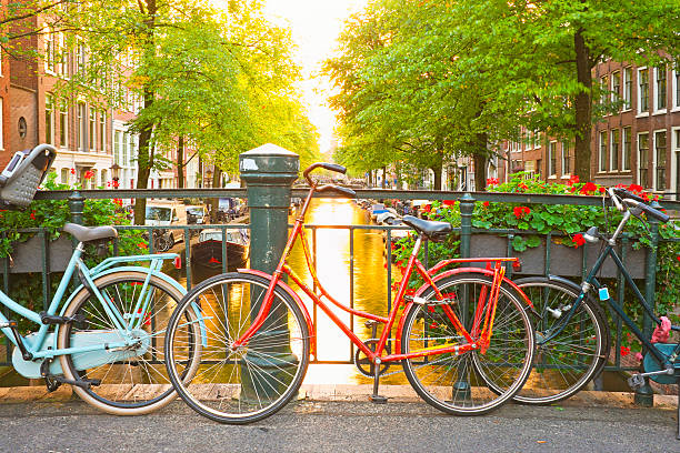 istock Bikes on the bridge in Amsterdam Netherlands 478426411