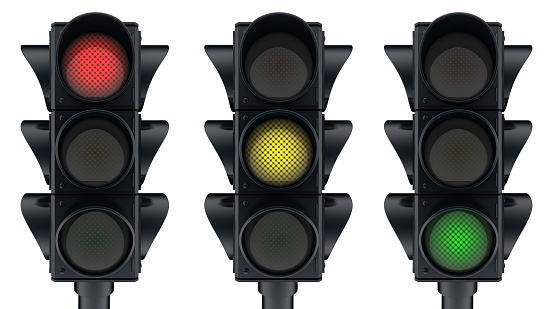 Three traffic lights icon (done in 3d, isolated) 