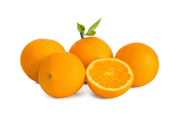 istock Ripe juicy oranges isolated on white background 478434131