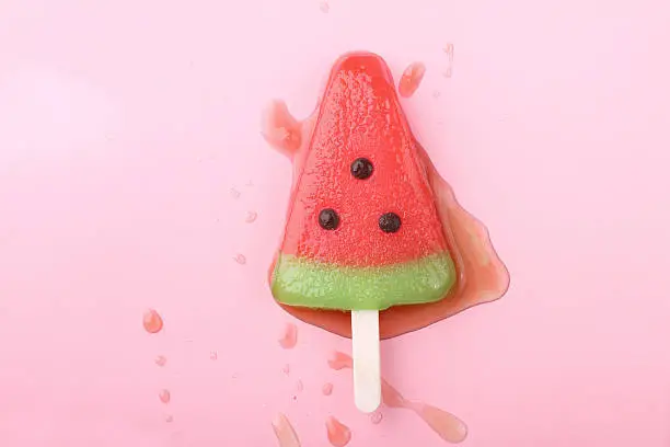 Photo of watermelon shaped ice cream pops