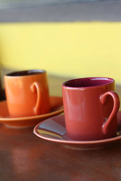 istock Ceramic coffee set plate at glass shop. 478441990