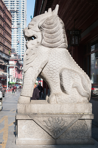Chinese style lion statue in Changsha city,Hunan, China