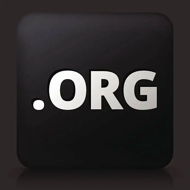 Vector illustration of Black Square Button with .org