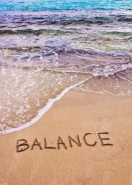 istock Word BALANCE written on sand, with sea waves in background 478450891
