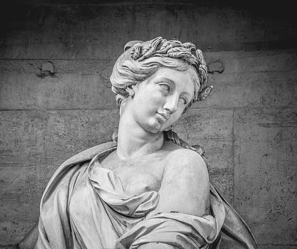 mujer estatua en fontana de trevi de roma - statue women sculpture italian culture fotografías e imágenes de stock