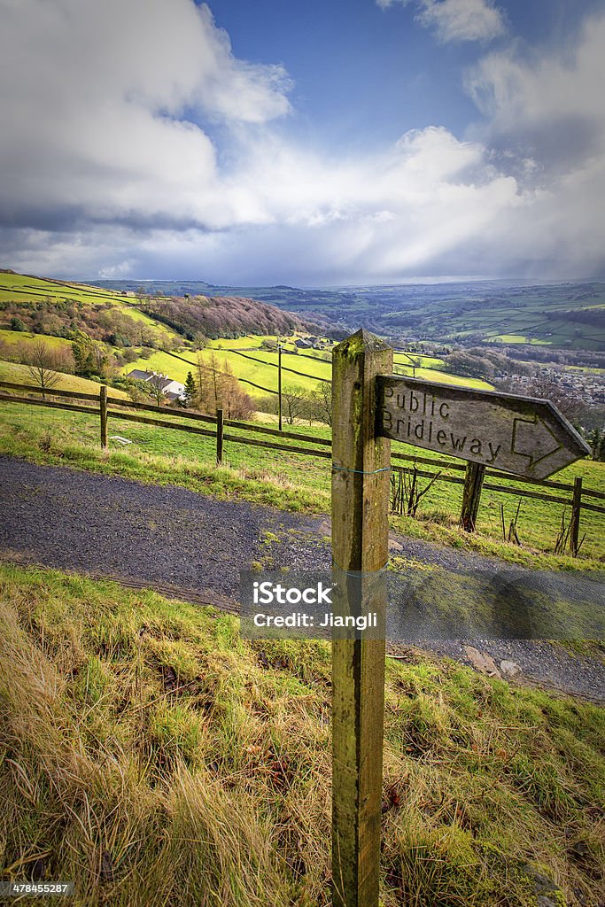 Pathway Pathway in the Peak District in England Agricultural Field Stock Photo