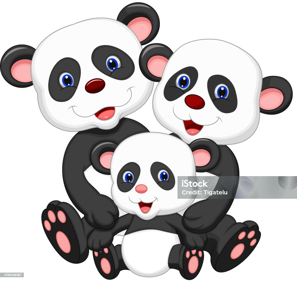 Famille de dessin animé Panda - clipart vectoriel de Amitié libre de droits