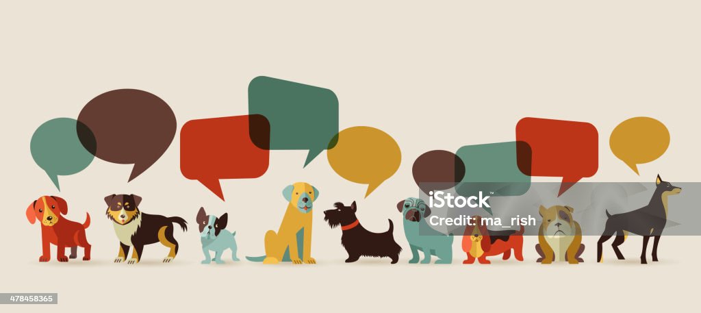 Dogs speaking - icons and illustrations Dogs with speech bubbles - vector set of icons and illustrations Dog stock vector