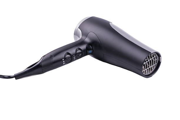 asciugacapelli - hair dryer single object plastic black foto e immagini stock