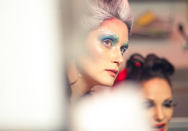 Fashion model waiting behind the scene