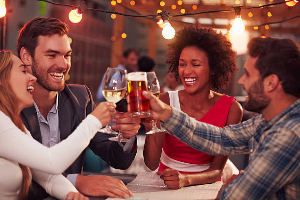 istock Group of friends at rooftop party 478459222