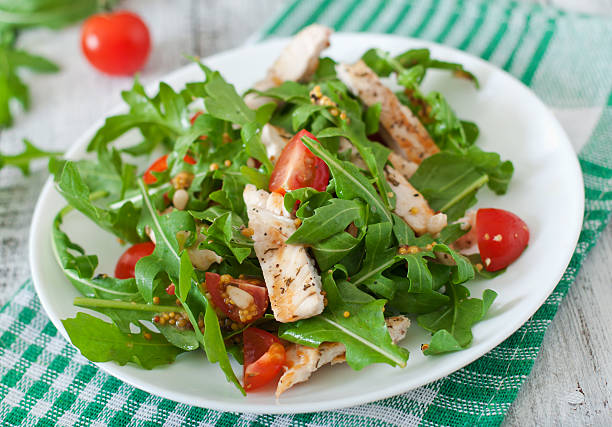istock Fresh salad with chicken breast, arugula and tomato 478461430