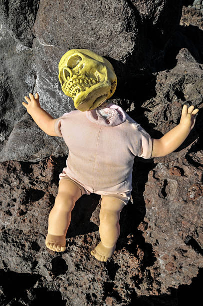 istock Ancient Vintage Old Doll with Human Skull 478461713