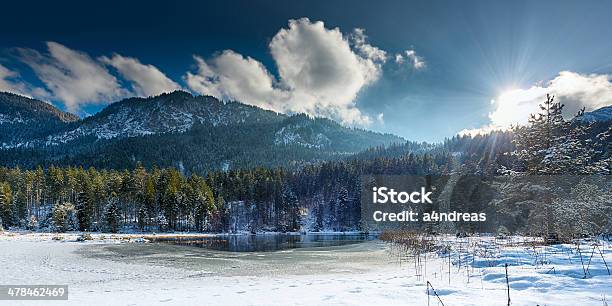 Small Frozen Lake In Austrian Alps With Sun Shining Stock Photo - Download Image Now