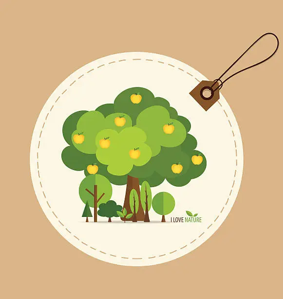 Vector illustration of Nature banner, Eco organic labels and cards with Abstract trees.