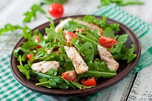 istock Fresh salad with chicken breast, arugula and tomato 478464262