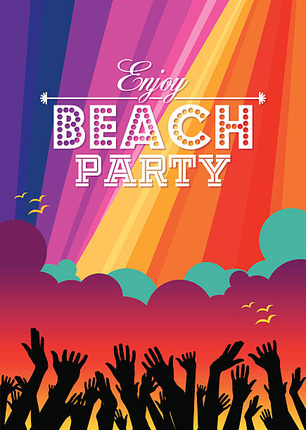 ilustrações de stock, clip art, desenhos animados e ícones de verão praia festa flyer modelo vector - bar women silhouette child