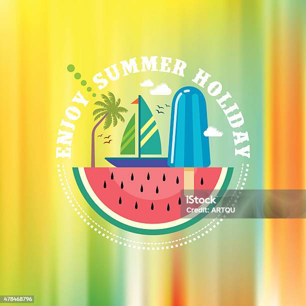 Summer Holidays Illustration Summer Background Stock Illustration - Download Image Now - 2015, Beach, Brown