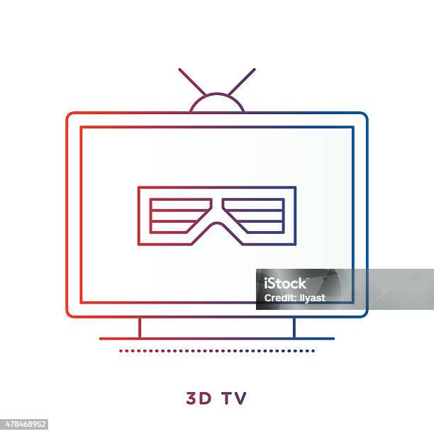 3d Glass And Television Symbol Stock Illustration - Download Image Now - 2015, Abstract, Arts Culture and Entertainment