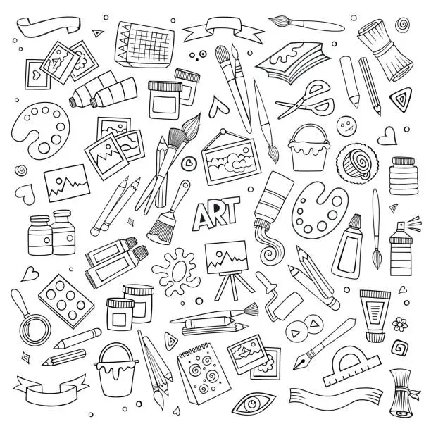 Vector illustration of Art and craft vector symbols and objects