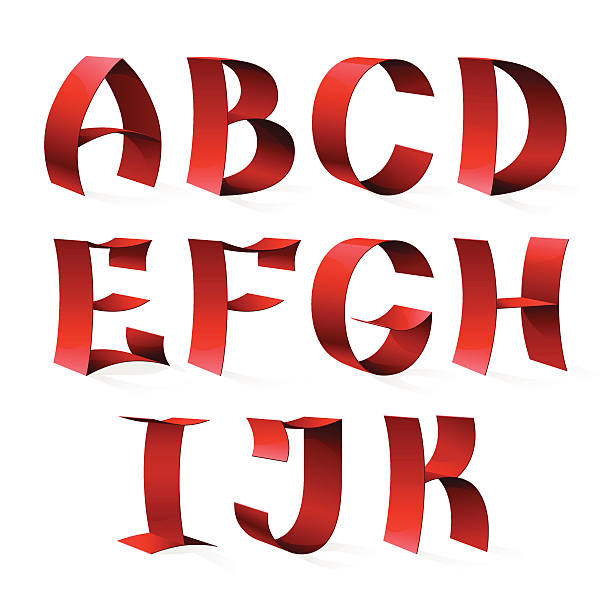 istock Set of isolated red color shiny ribbon font A-K 478470880