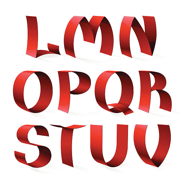 istock Set of isolated red color shiny ribbon font A-K 478470994