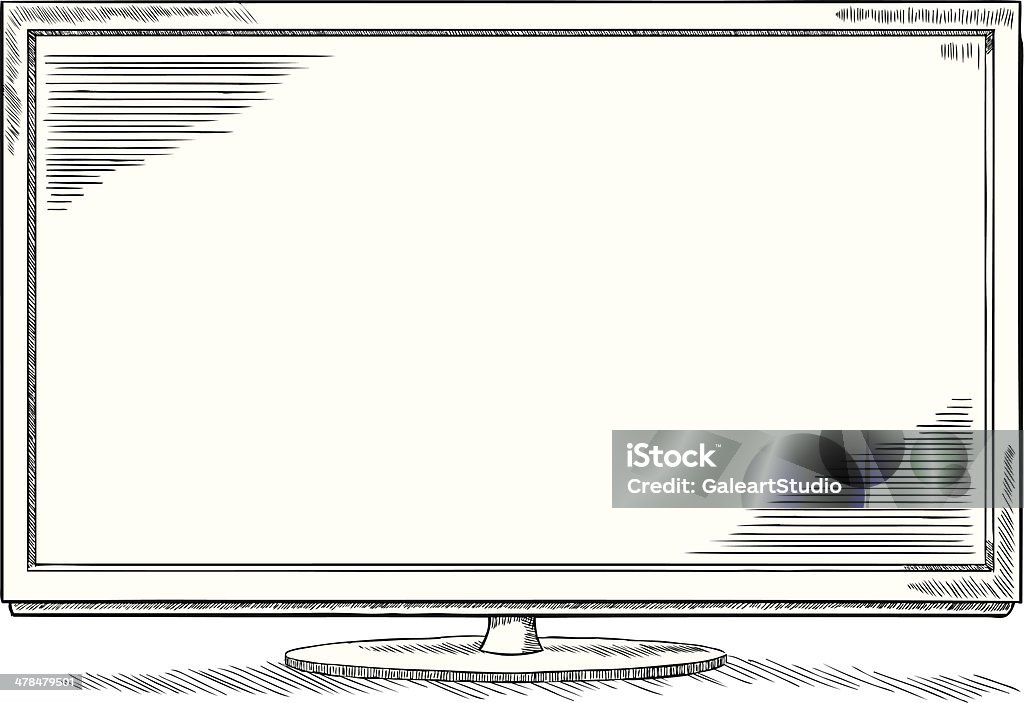 sketch style TV set black and white sketch of TV set. Television Set stock vector