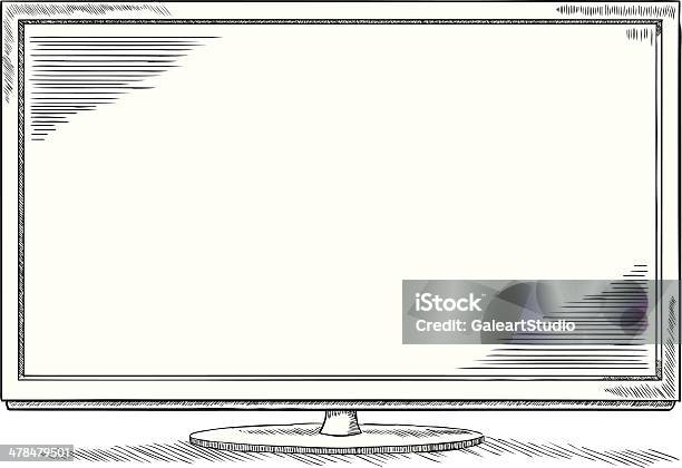 Sketch Style Tv Set Stock Illustration - Download Image Now - Television Set, Sketch, Computer Monitor