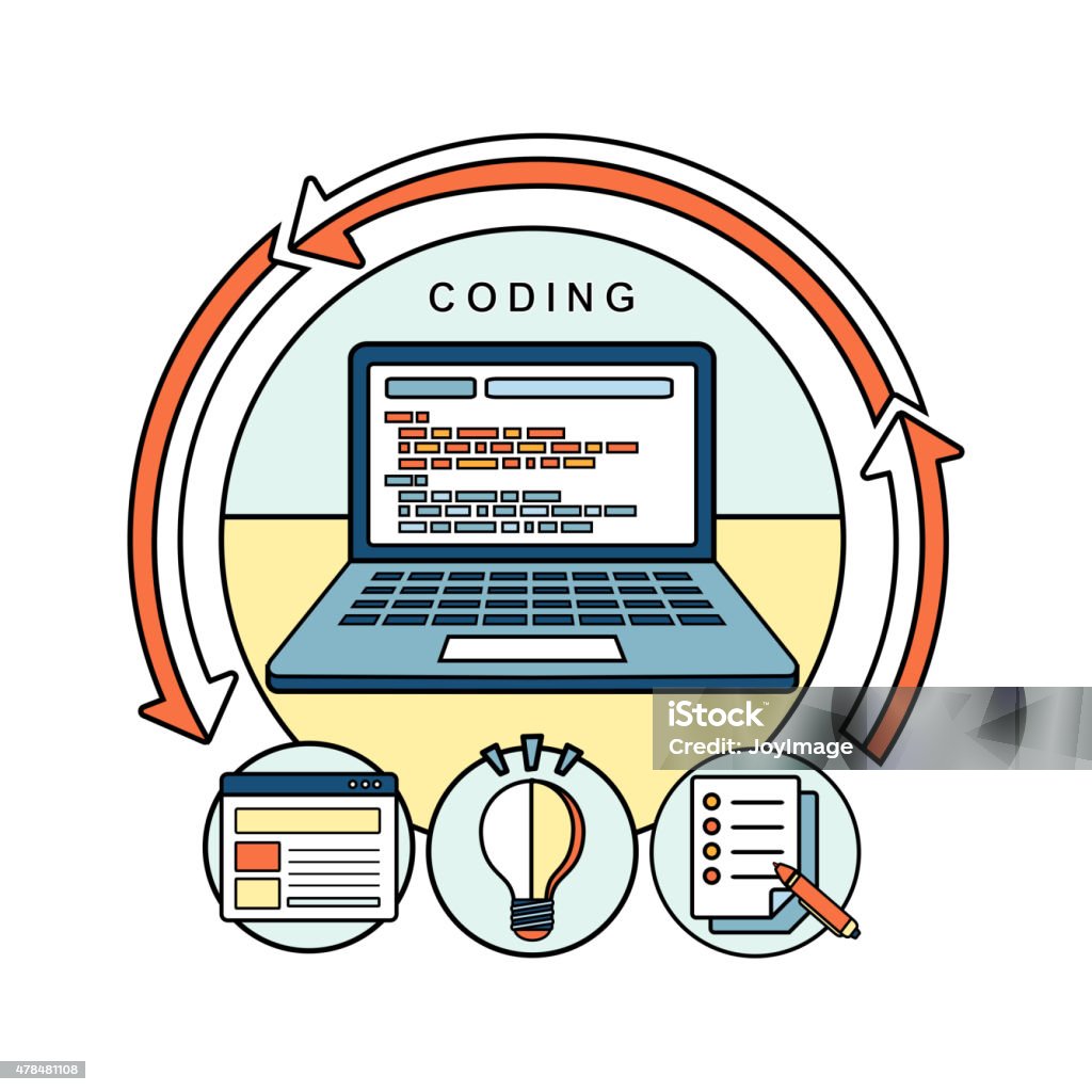 Coding Contraptions Coding Concept Stock Illustration - Download Image Now - 2015, Abstract ...