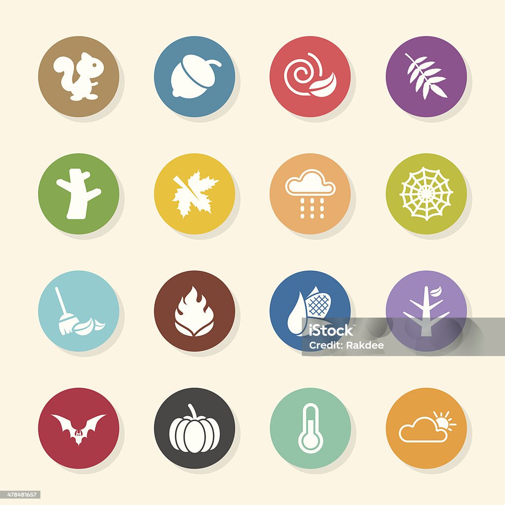 Autumn Season Icons - Color Circle Series Autumn Season Icons Color Circle Series Vector EPS10 File. Acorn stock vector