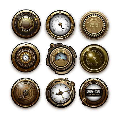 Steampunk sensors, scales and measuring instruments. 10 EPS.