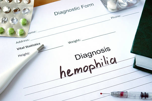 istock Diagnostic form with Diagnosis hemophilia and pills. 478490890