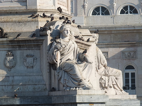 The base of Dom Pedro IV column is decorated with four statues depicting wisdom, strength, moderation and justice. The statue and column are just part of Lisbon's enormous public historical heritage.