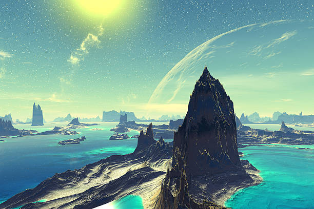 istock Fantasy alien planet. Rocks and  moon 478493760