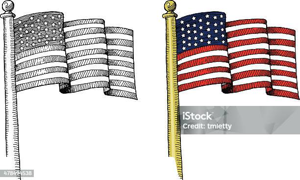 Handdrawn United States Flag Stock Illustration - Download Image Now - American Flag, Doodle, Illustration