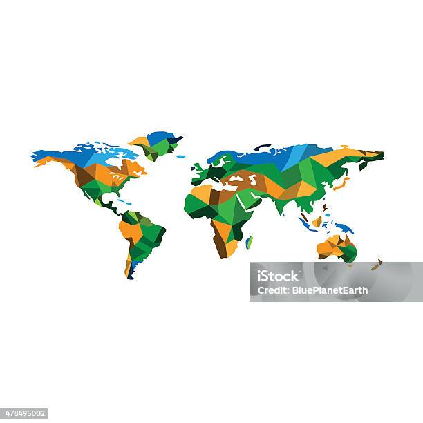 Color Geographic Map World Map Polygon Geographic Color Stock Illustration - Download Image ...