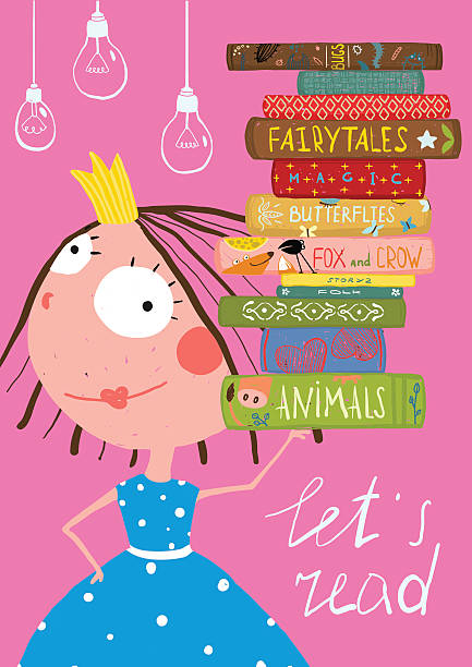 ilustrações, clipart, desenhos animados e ícones de coleção linda menina lendo livro com dossel - fairy cartoon baby girls little girls